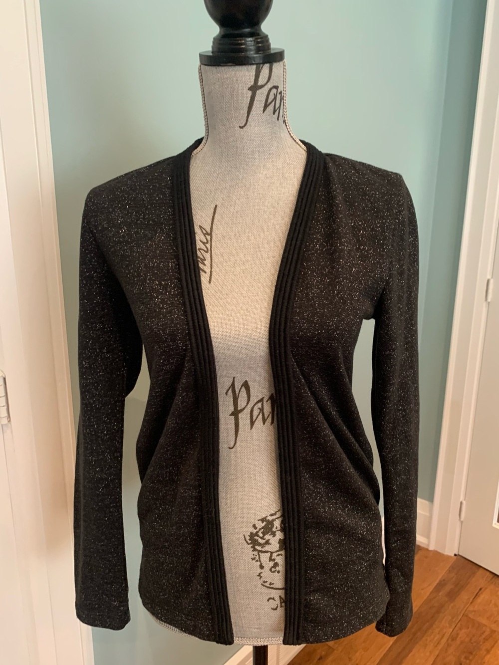 Scotch & Soda Black Metallic Open-Front Cardigan